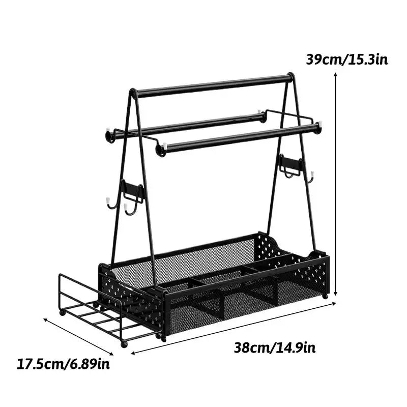 Grill Caddy outdoor utensil organizer black metal two-tier with hooks FLIPSTYLEZLLC on Tampa Home & Garden Store