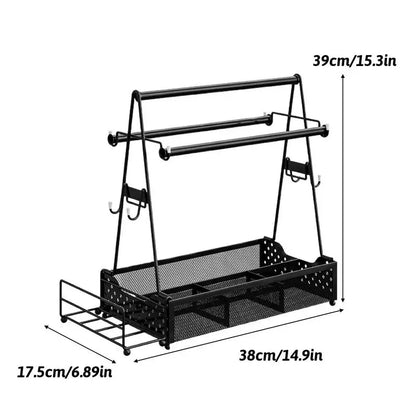 Grill Caddy outdoor utensil organizer black metal two-tier with hooks FLIPSTYLEZLLC on Tampa Home & Garden Store