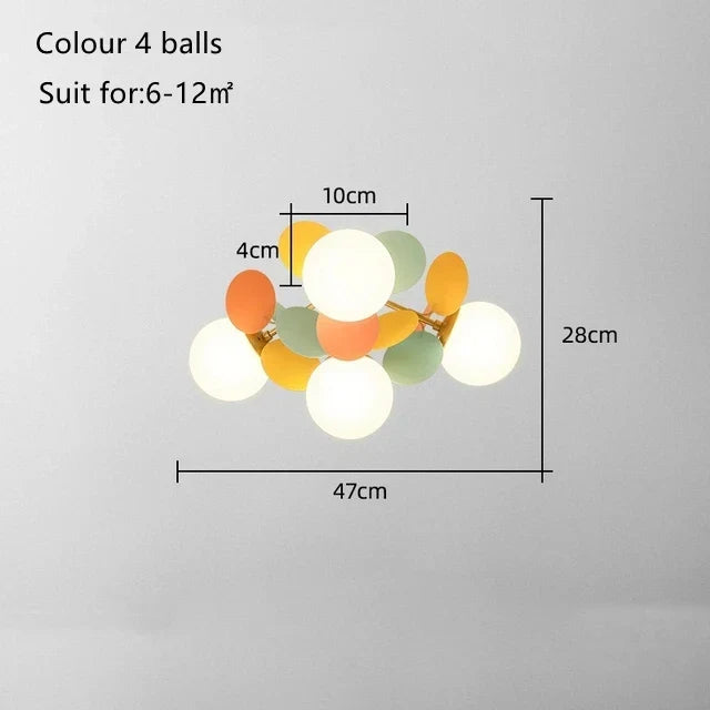 DecorBites Kids LED ceiling light chandelier with colorful glass balls, 47cm wide x 28cm high on Tampa Home & Garden Store