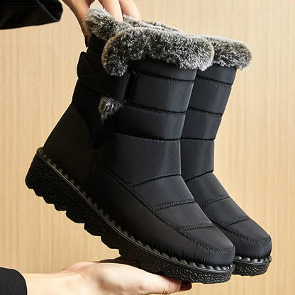 Women's waterproof winter boots UpTrend Deals, black quilted with faux fur trim pair on Tampa Home & Garden Store
