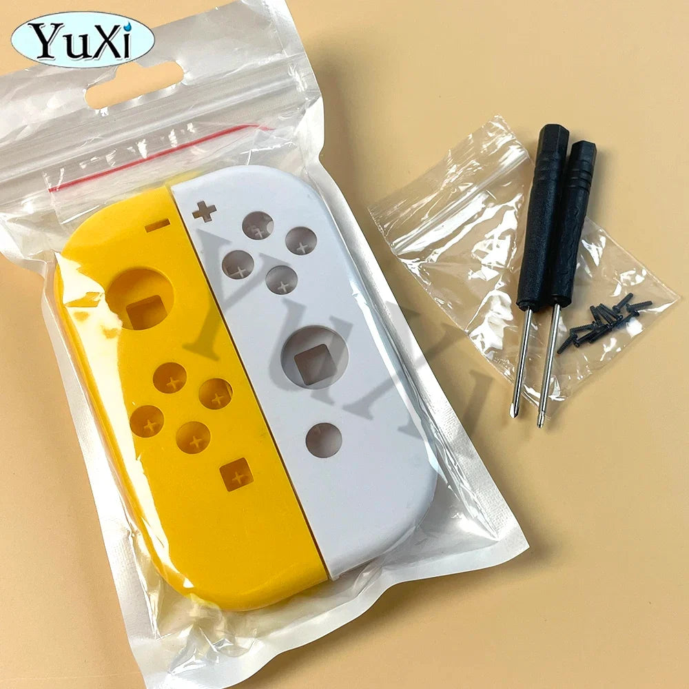 Joy-Con shell housing set for Nintendo Switch with yellow L and white R panels by Yuxi on Tampa Home & Garden Store