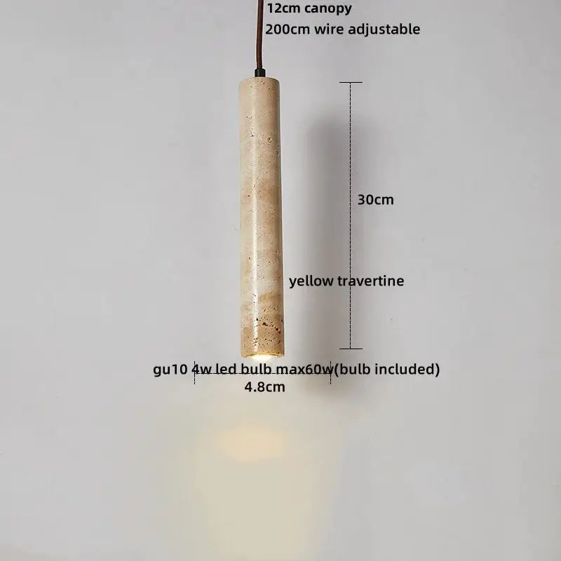 DecorBites LED pendant lamp yellow travertine cylindrical stone pendant with 12cm canopy on Tampa Home & Garden Store