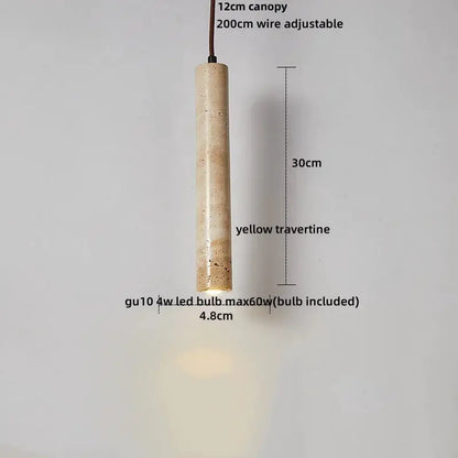 DecorBites LED pendant lamp yellow travertine cylindrical stone pendant with 12cm canopy on Tampa Home & Garden Store