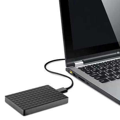64GB Moktan Sabai portable external hard drive with black top plugged into laptop on Tampa Home & Garden Store