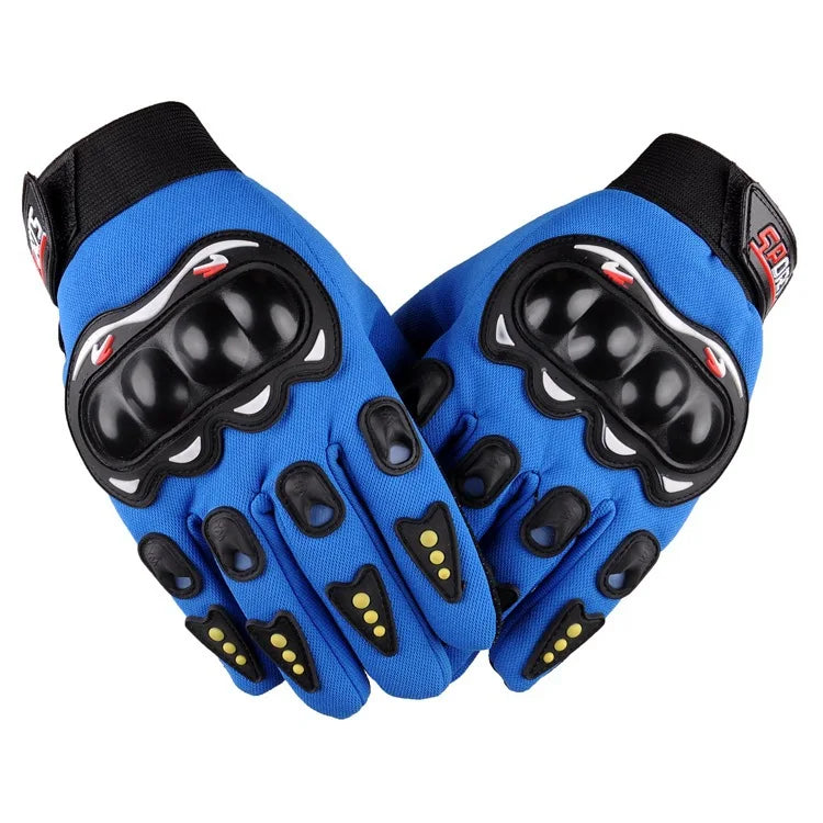 Outdoor Sports Breathable Touch Screen Gloves blue knuckle-armor motorcycle gloves BikerZoneZ on Tampa Home & Garden Store