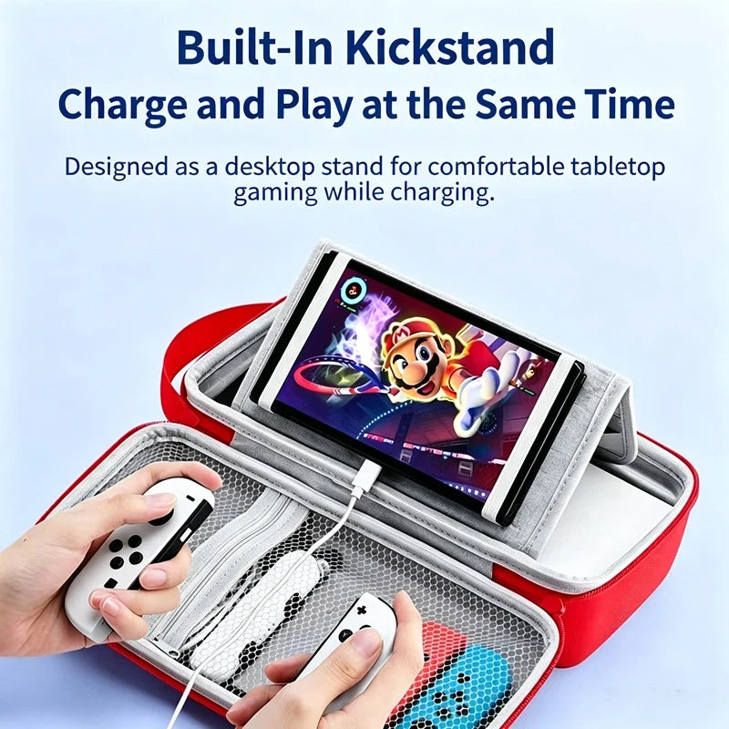 Hard shell red Nintendo Switch 2 case with built-in kickstand, game card slots FLIPSTYLEZLLC on Tampa Home & Garden Store