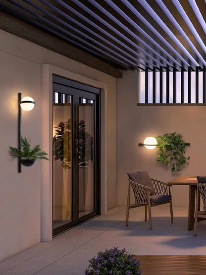 DecorBites LED Art Deco plant wall lights with globe lamps pair on black metal wall mounts on Tampa Home & Garden Store