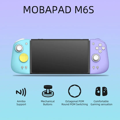 MOBAPAD M6S gamepad for Switch NS OLED; blue left Joy-Con, purple right Joy-Con, hall joystick on Tampa Home & Garden Store