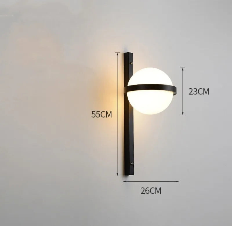 DecorBites LED Art Deco Plant Wall Light with white globe on black vertical bar on Tampa Home & Garden Store