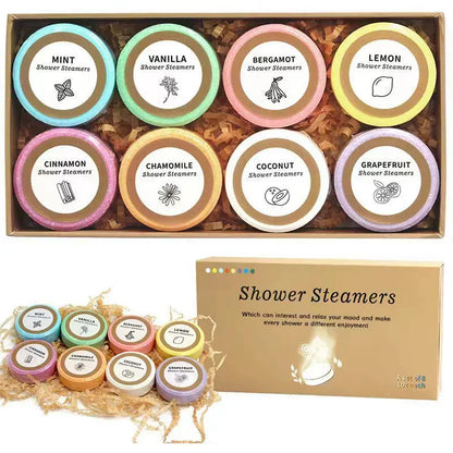 Bath salt tablets set 8-piece by Silcy Skin in colorful pastel tins for bathtub spa on Tampa Home & Garden Store