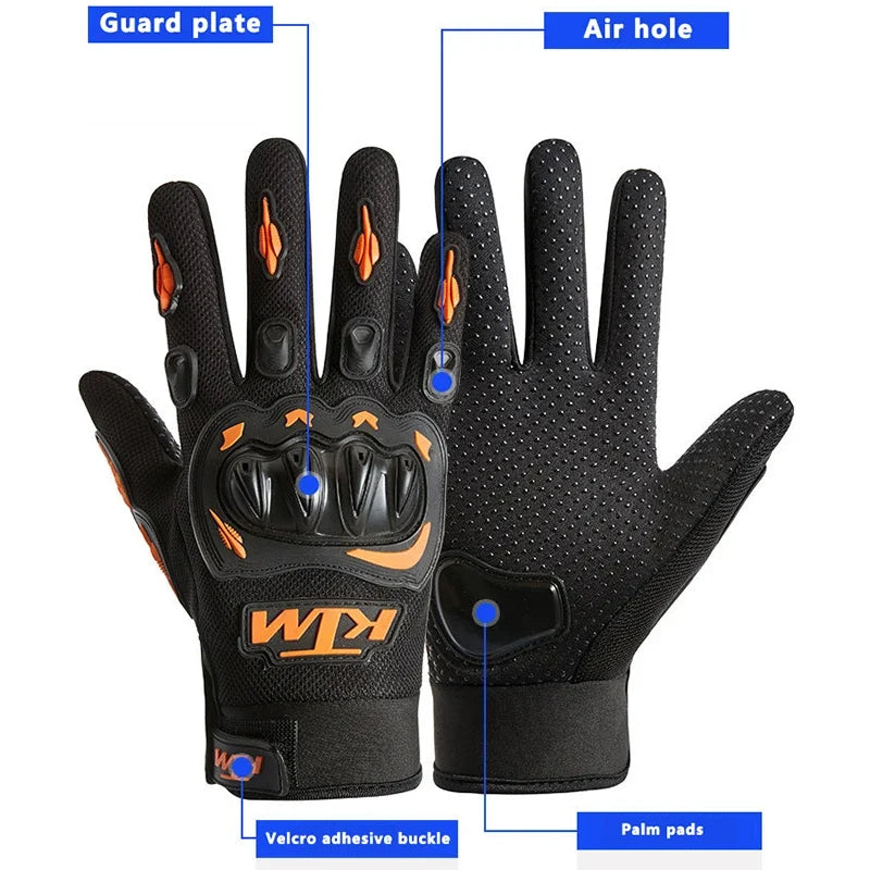 Waterproof motorcycle gloves by BikerZoneZ with black knuckle guard and perforated palms on Tampa Home & Garden Store