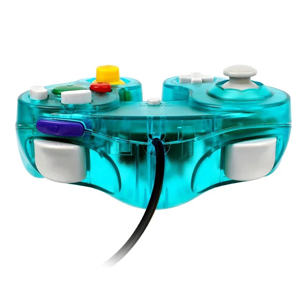 Translucent teal wired GameCube controller with white buttons and black cord FLIPSTYLEZLLC on Tampa Home & Garden Store