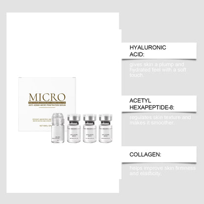Collagen anti-wrinkle essence set by Silcy Skin with four clear serums beside a white box on Tampa Home & Garden Store