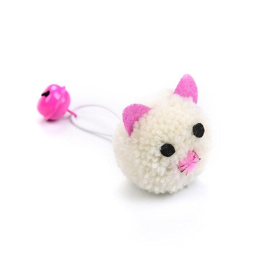 Plush mouse cat toy ball with pink ears and bell rope, Stevvex HM98PB789YYU cat toy on Tampa Home & Garden Store