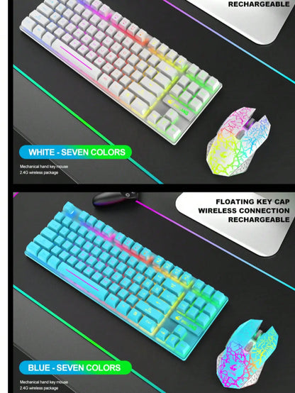 Free Wolf T87 wireless keyboard and mouse set with white keys and rainbow mouse FLIPSTYLEZLLC on Tampa Home & Garden Store