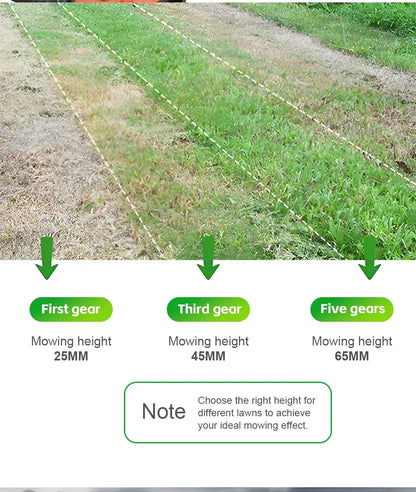 Handheld electric weeder and lawn trimmer gear diagram showing 25MM, 45MM, 65MM with note on Tampa Home & Garden Store