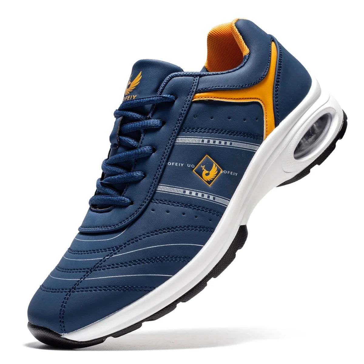 EstaliosFit men's golf shoes navy blue with orange accents waterproof non-slip trainer on Tampa Home & Garden Store