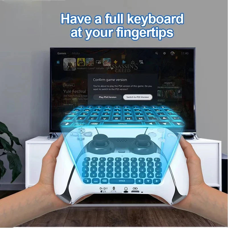 PS5 wireless Bluetooth keyboard for controller with blue backlit keys by FLIPSTYLEZLLC on Tampa Home & Garden Store