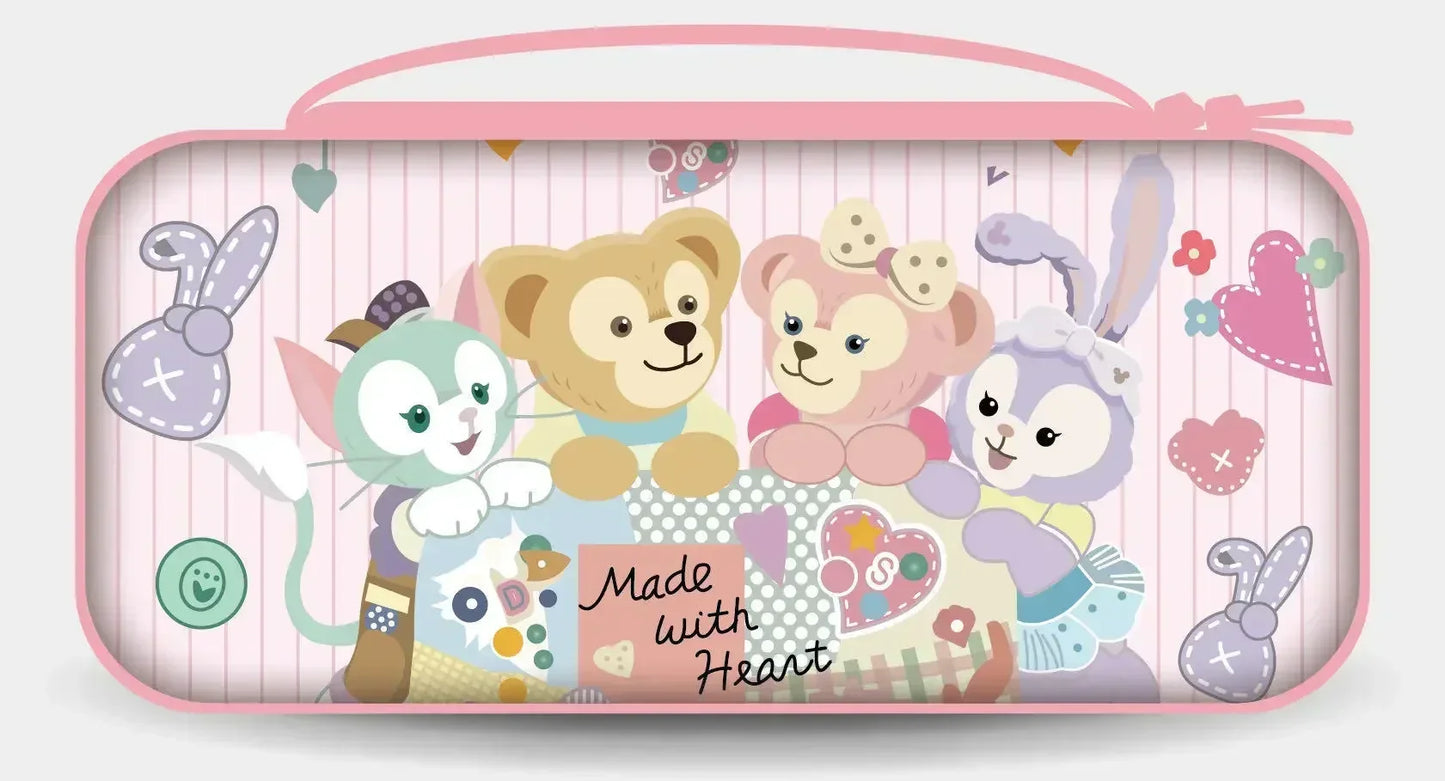 Nintendo Switch protective case pink with cartoon animals and hearts by FLIPSTYLEZLLC on Tampa Home & Garden Store