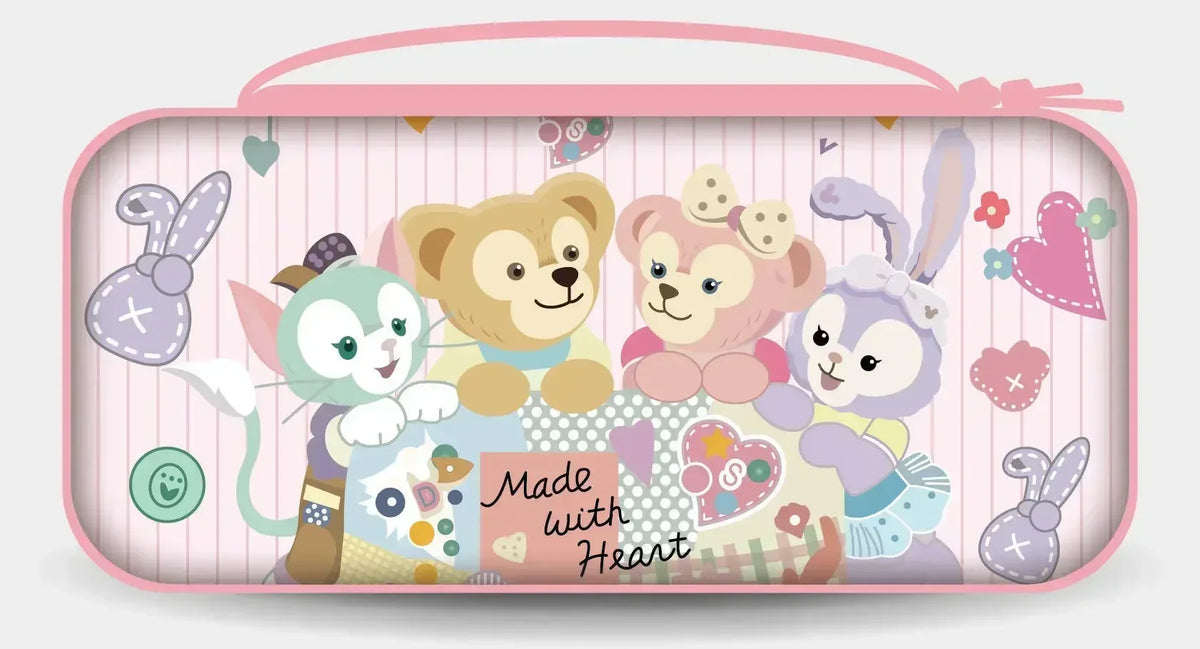 Nintendo Switch protective case pink with cartoon animals and hearts by FLIPSTYLEZLLC on Tampa Home & Garden Store
