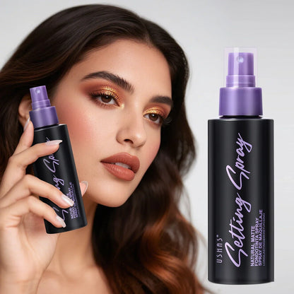 USHAS waterproof makeup setting spray duo with purple caps on black bottles Silcy Skin brand on Tampa Home & Garden Store