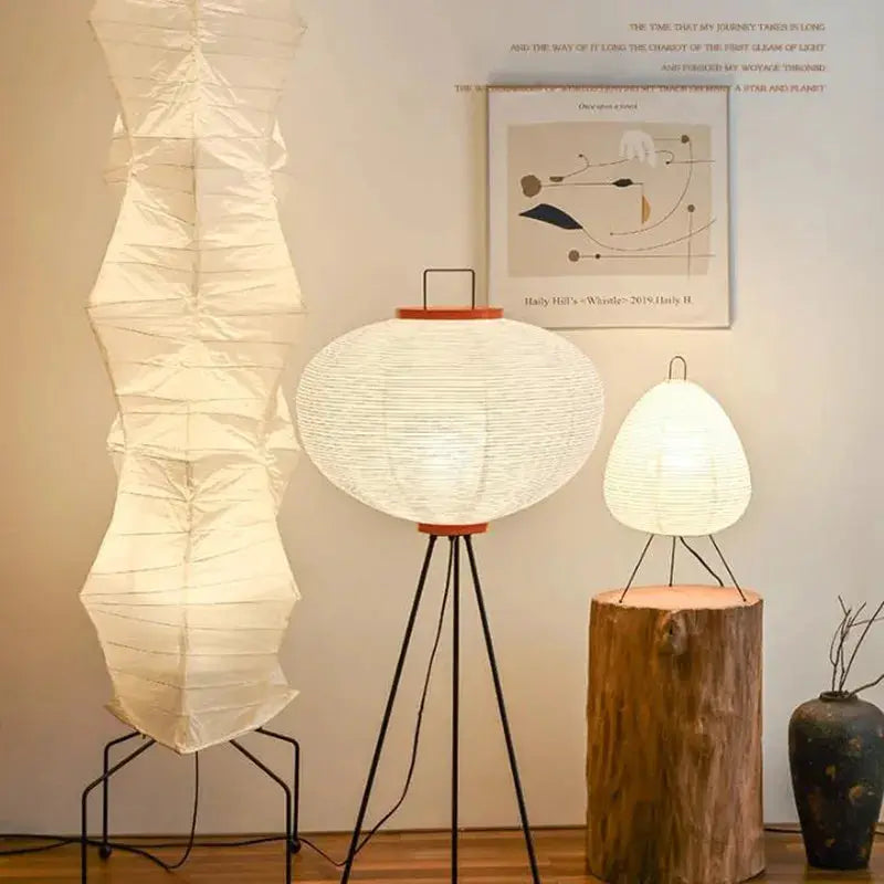 Japanese Rice Paper Floor Lamp Wabi Sabi Lantern