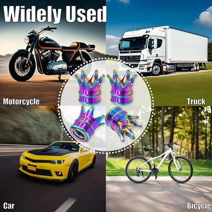 4-pack crown valve stem caps by BikerZoneZ in iridescent purple-blue finish on Tampa Home & Garden Store