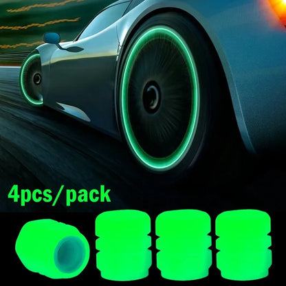 Luminous valve stem caps BikerZoneZ dustproof glow-green 4pcs pack for car tires on Tampa Home & Garden Store