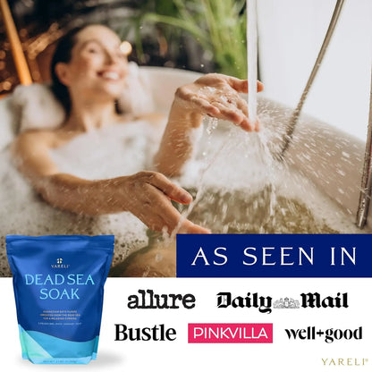 Silcy Skin magnesium flakes Dead Sea bath & foot soak 15lb blue bag beside a relaxing tub on Tampa Home & Garden Store