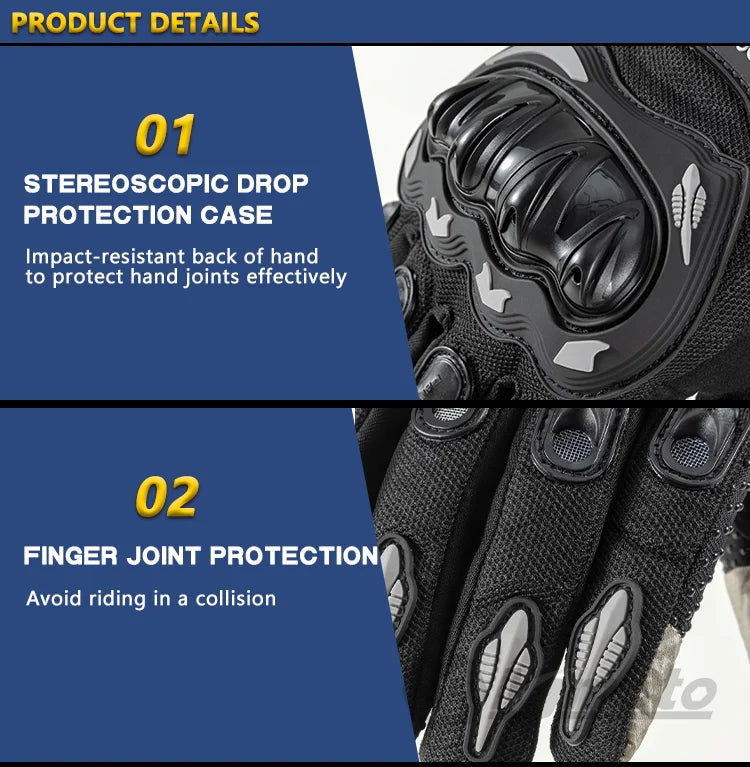 BikerZoneZ windproof waterproof touchscreen gloves, motorcycle black with back-of-hand armor on Tampa Home & Garden Store