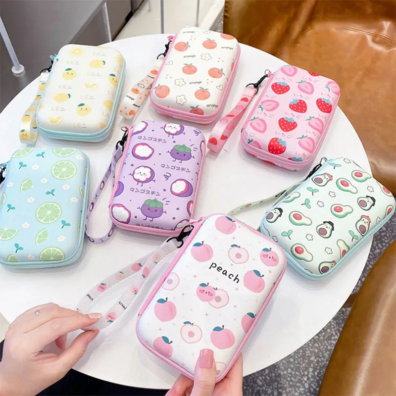 Lanyard storage bag case for R36S/R36H game consoles with pastel fruit print, strap on Tampa Home & Garden Store