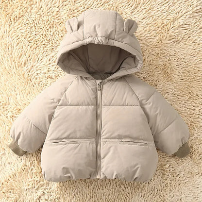 Kids Winter Down Jacket hooded parka in beige, UpTrend Deals puffer with zip front on Tampa Home & Garden Store