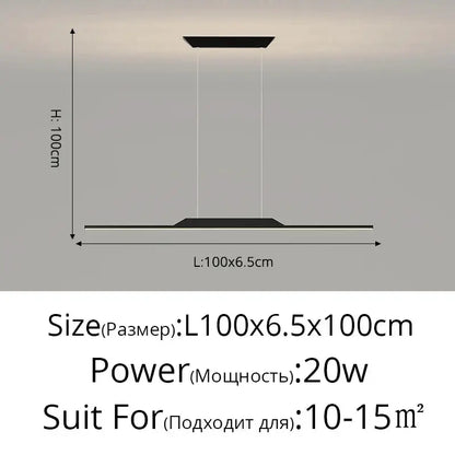 Decorbites LED Pendant Lamp minimalist black metal hanging light with slim rectangular bar on Tampa Home & Garden Store