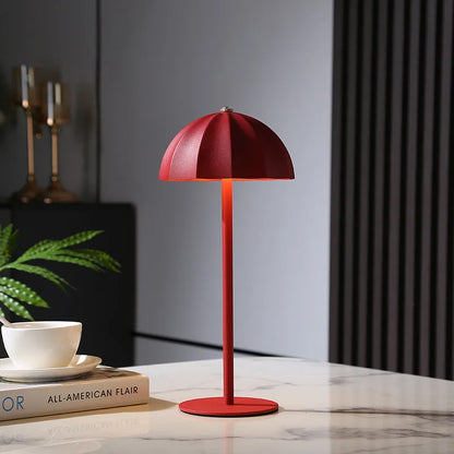 LED Metal Table Lamp Rechargeable Touch Dimmable Desk Lamp Umbrella Shade