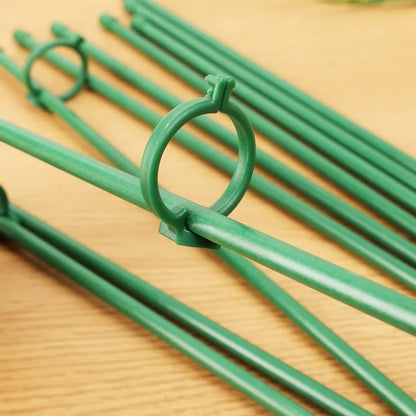 Green Adjustable Plant Support Rods and Clips
