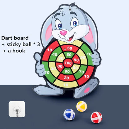 Kids basketball hoop kit with cartoon bunny holding a circular target, includes 3 sticky balls on Tampa Home & Garden Store