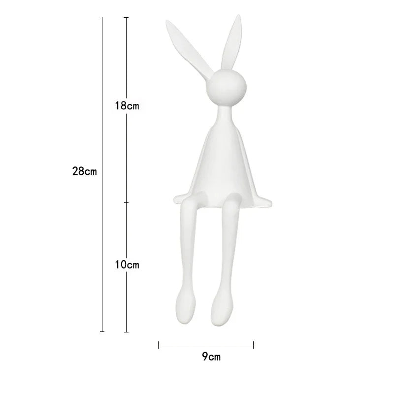 White abstract rabbit statue, sitting figure with long ears, minimalist decor sculpture on Tampa Home & Garden Store