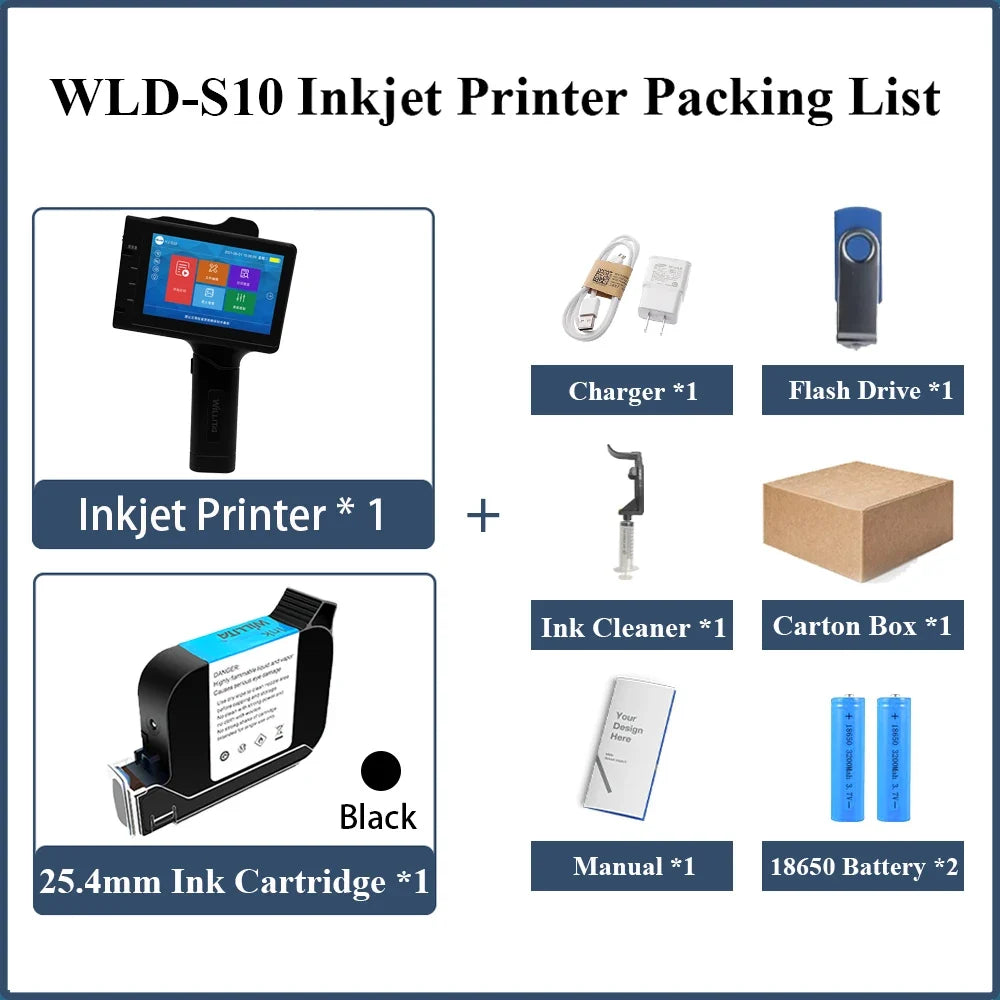 Portable handheld TIJ inkjet printer with 25.4mm cartridge plus charger on Tampa Home & Garden Store