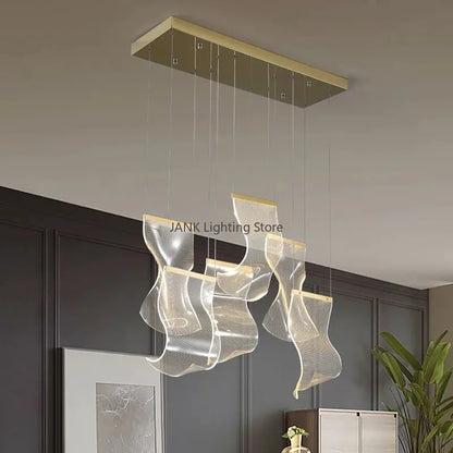 Decorbites LED Art Acrylic Pendant Light with gold-tone frame and sculptural curved mesh on Tampa Home & Garden Store