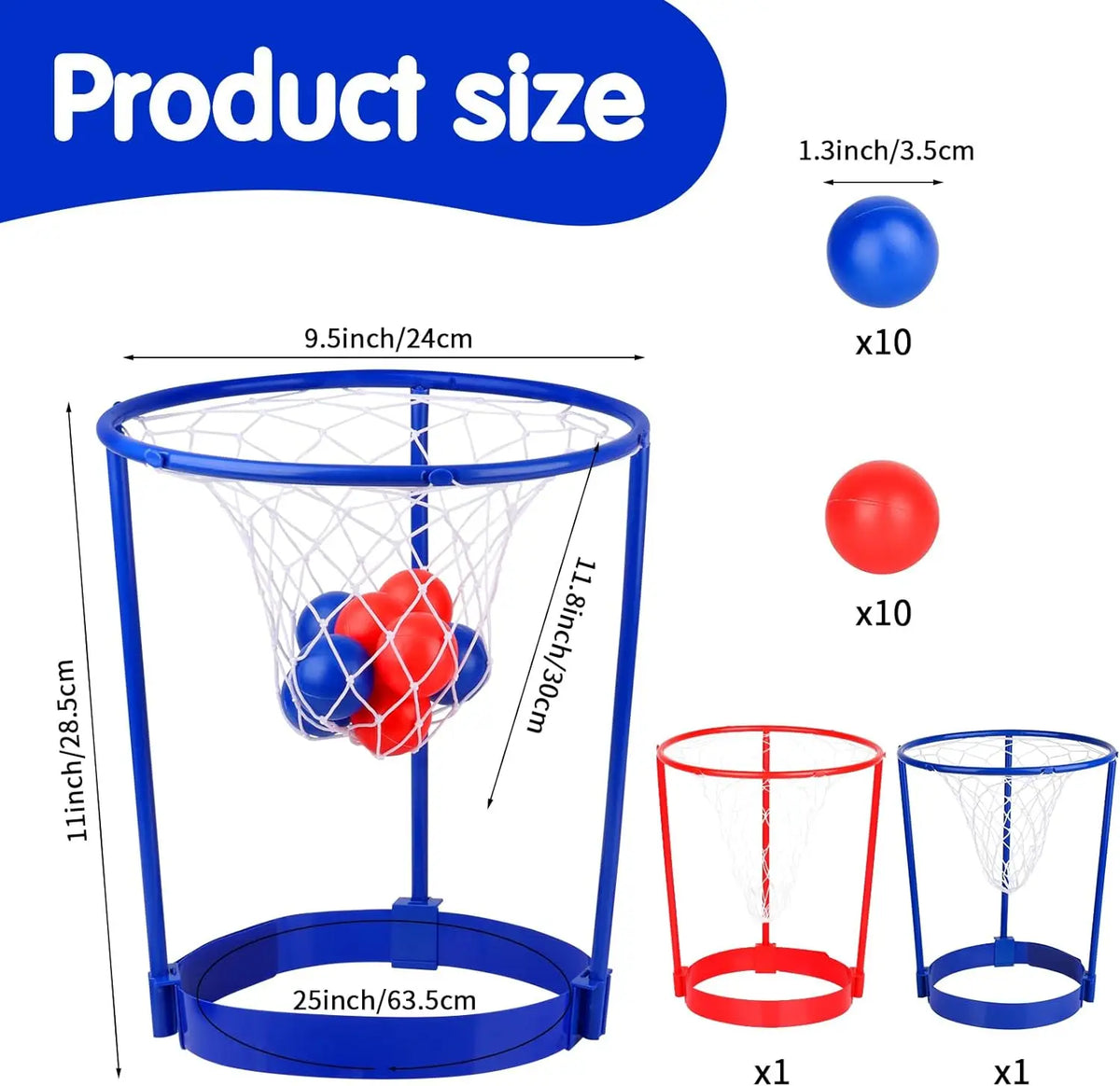 FLIPSTYLEZLLC 2-Pack Head Hoop Basketball Game adjustable blue hoop set with nets and balls on Tampa Home & Garden Store