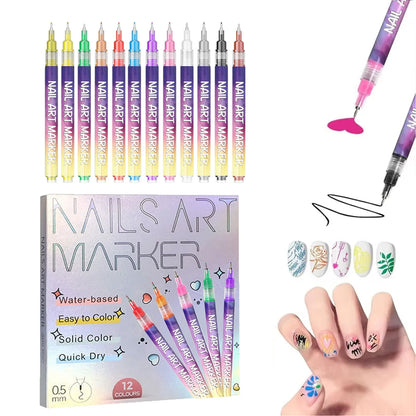 Silcy Skin 12-piece nail art marker set with multicolor caps for graffiti nail designs on Tampa Home & Garden Store