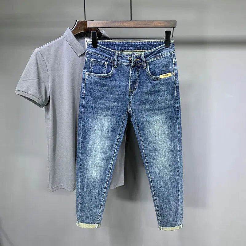 Men Skinny Jeans light wash denim slim fit casual fashion UpTrend Deals rolled cuffs on Tampa Home & Garden Store