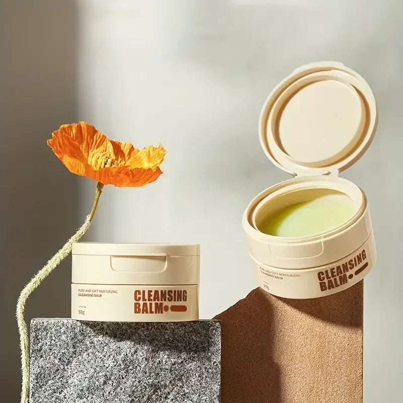 Two Silcy Skin cleansing balm jars, one open with green balm in beige container on Tampa Home & Garden Store