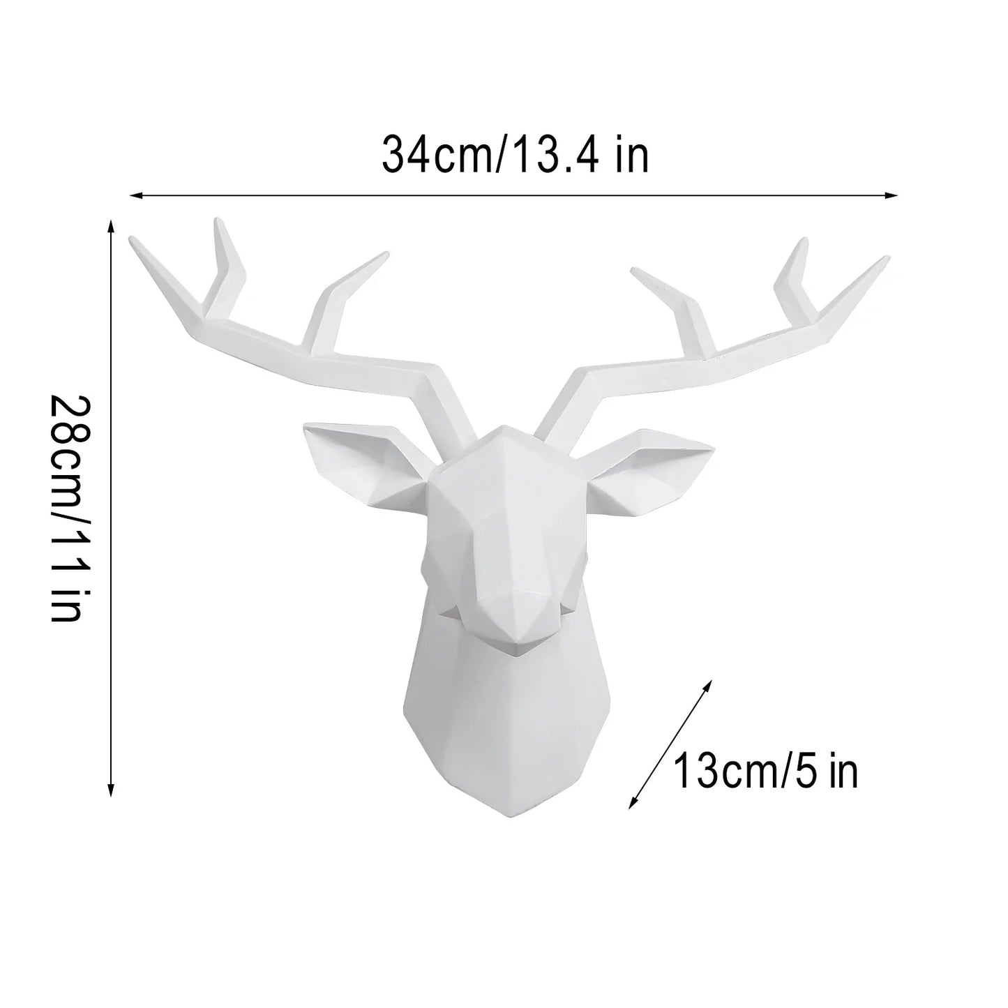 Deer head wall sculpture, white geometric antler design for office decor on Tampa Home & Garden Store