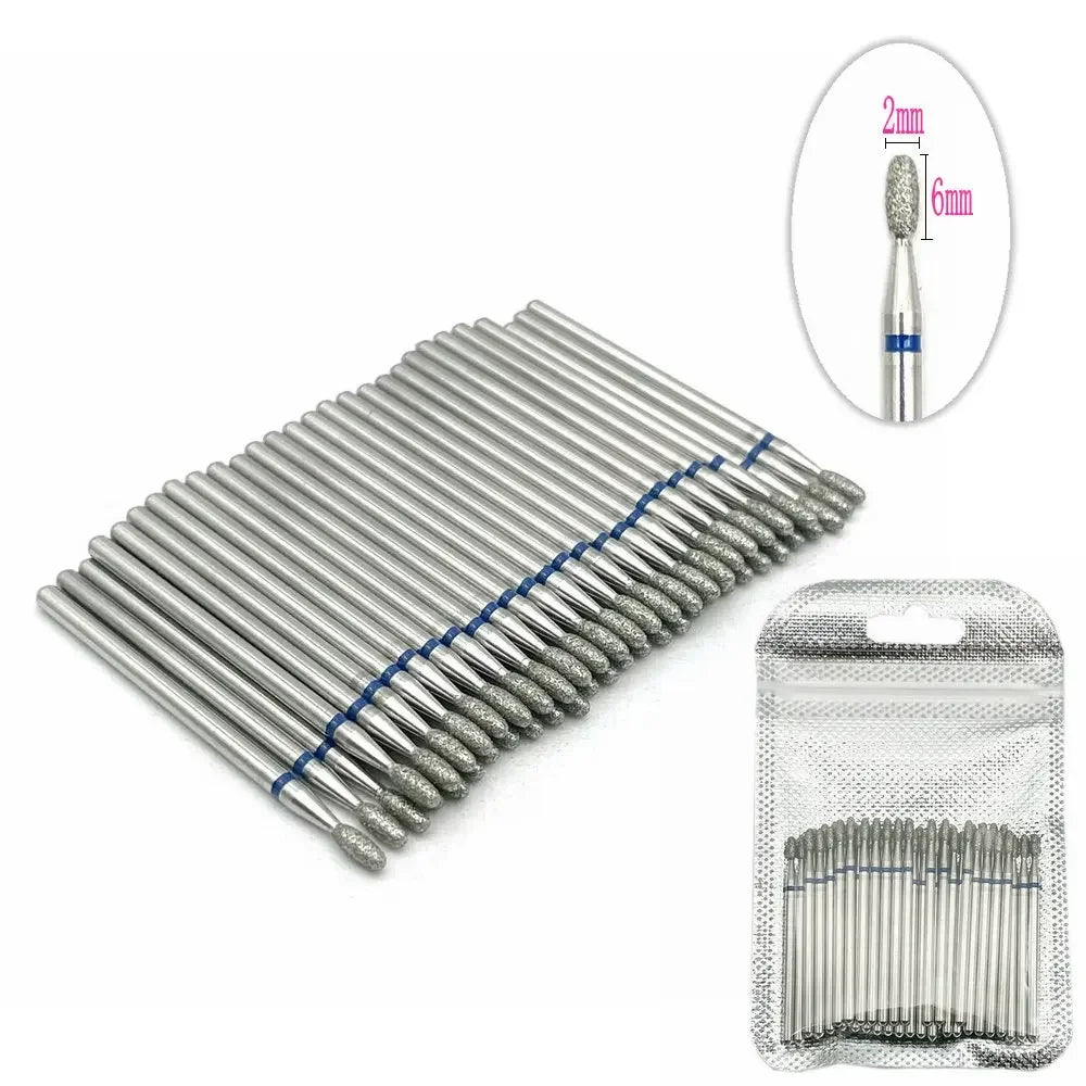 Silcy Skin 50pc diamond nail drill bit set for cuticle removal in silver metal on Tampa Home & Garden Store