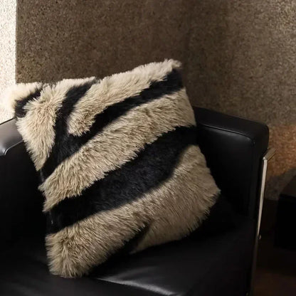 Luxe Faux Fox Fur Throw Pillows for Home Decor - Plush, Soft, Cozy Sofa Cushion