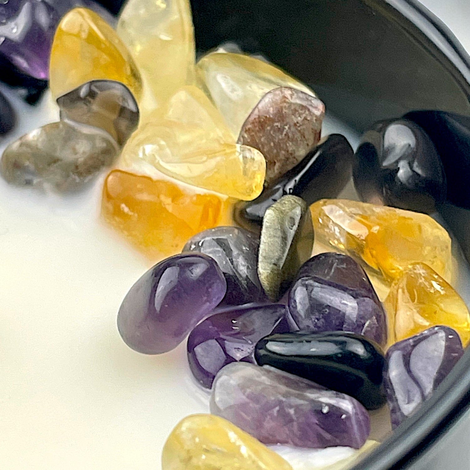 Sea Salt Eucalyptus Crystal Candle with Black Obsidian, Citrine, and Amethyst | Coconut-Soy Wax Candle, 9oz - Tampa Home & Garden Store