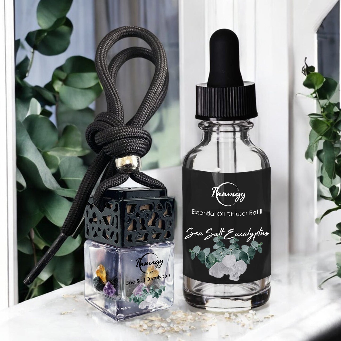 Sea Salt Eucalyptus Crystal-Enhanced Oil Diffuser, Car Air Freshener, 8ml - Tampa Home & Garden Store
