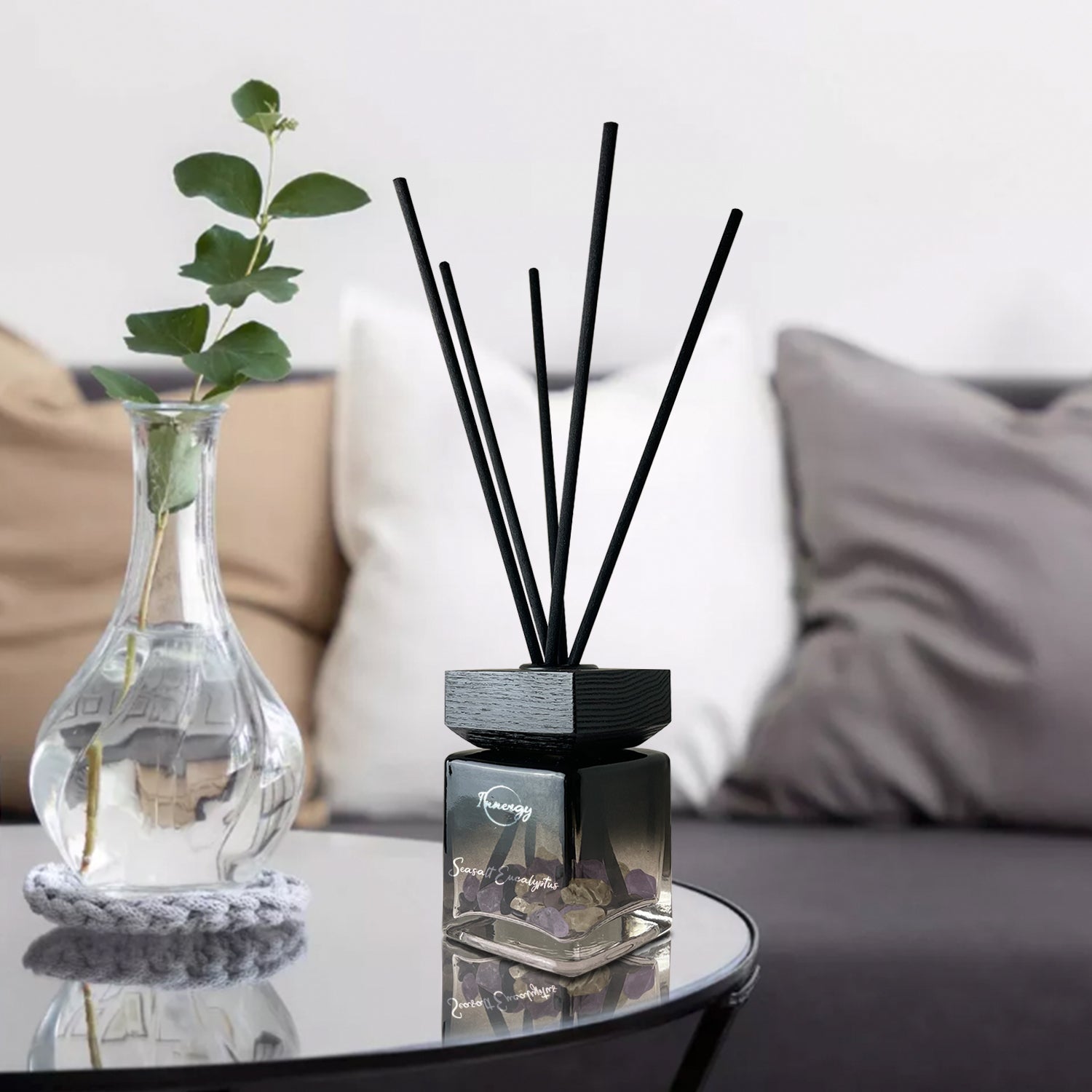 Sea Salt Eucalyptus Crystal-Enhanced Reed Oil Diffuser, 100ml - Tampa Home & Garden Store