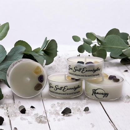 Sea Salt Eucalyptus, Premium Coconut-Soy Wax Tea Light Crystal Candle, 1oz - Tampa Home & Garden Store